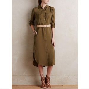 Olive Green Maeve Anthropologie Button up dress